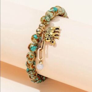 Boho Beaded Elephant Charm Bracelet